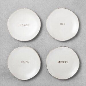 Hearth & Hand Holiday Appetizer Plates Pease, Hope, Joy & Merry Set of 4